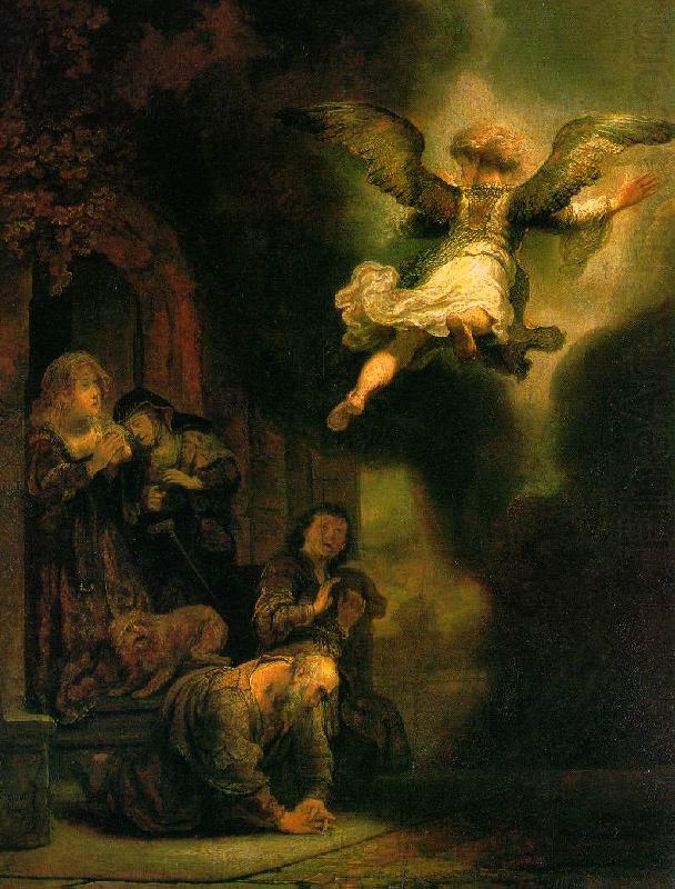 The Archangel Leaving the Family of Tobias, REMBRANDT Harmenszoon van Rijn